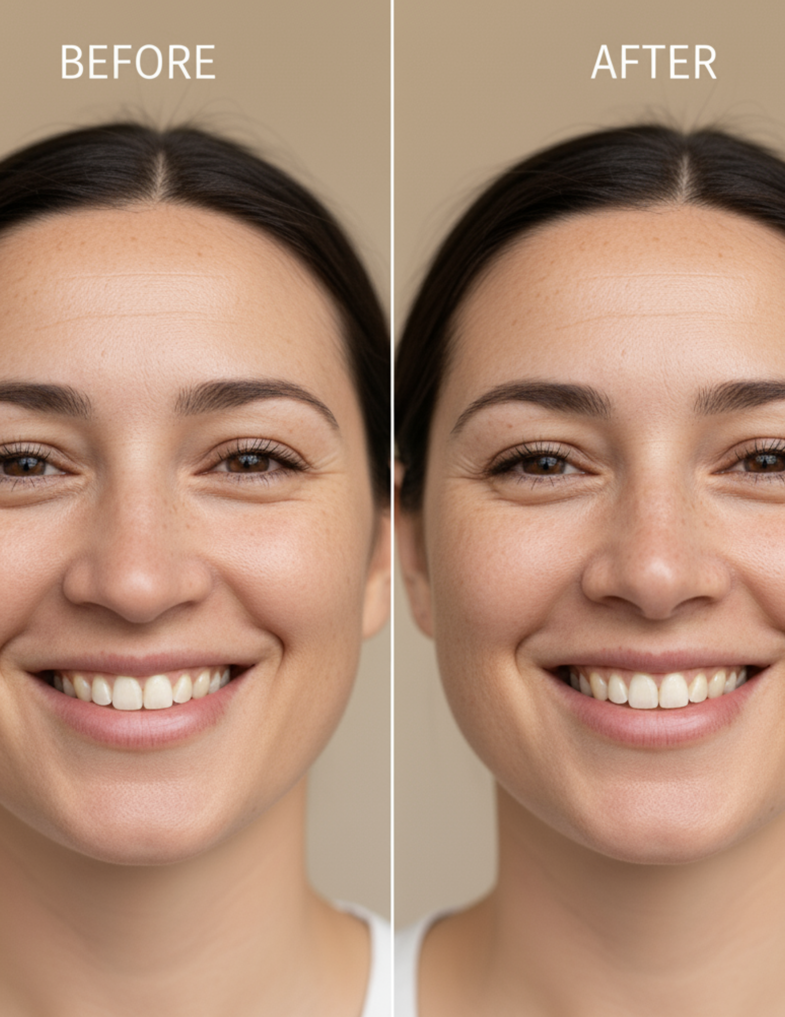 Before and after comparison of a rhinoplasty patient